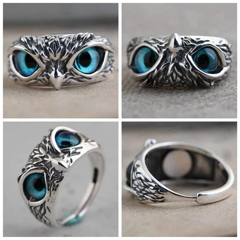 Halloween Owl Eye Ring Retro Animal Open Ring Adjustable Owl Ring