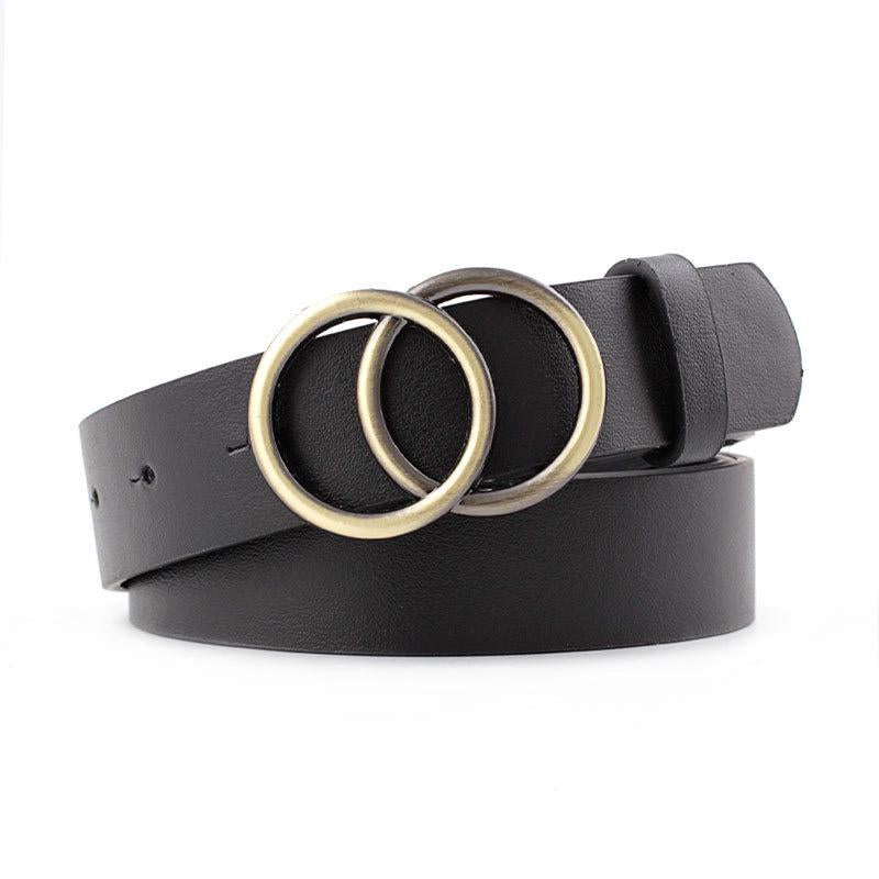 Vintage Double Round Buckle Women Waist Belt Adjustable