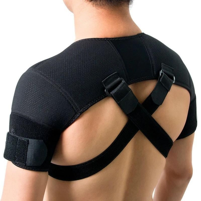 Double Shoulder Brace Support Belt Compression Strap Wrap Injury Pain Relief
