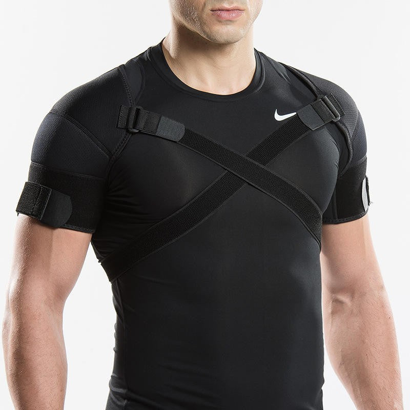 Double Shoulder Brace Support Belt Compression Strap Wrap Injury Pain Relief