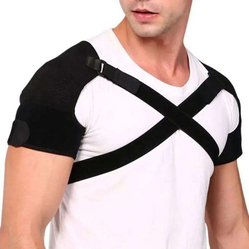 Double Shoulder Brace Support Belt Compression Strap Wrap Injury Pain Relief
