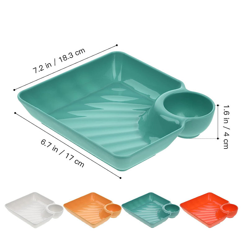 Plastic Serving Platter Dumpling Plate Tray with Sauce Compartment