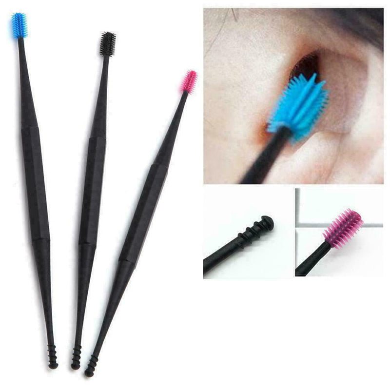 Silicone Double Head Earwax Remover Ear Pick Spoon Brush Cleaning Tool