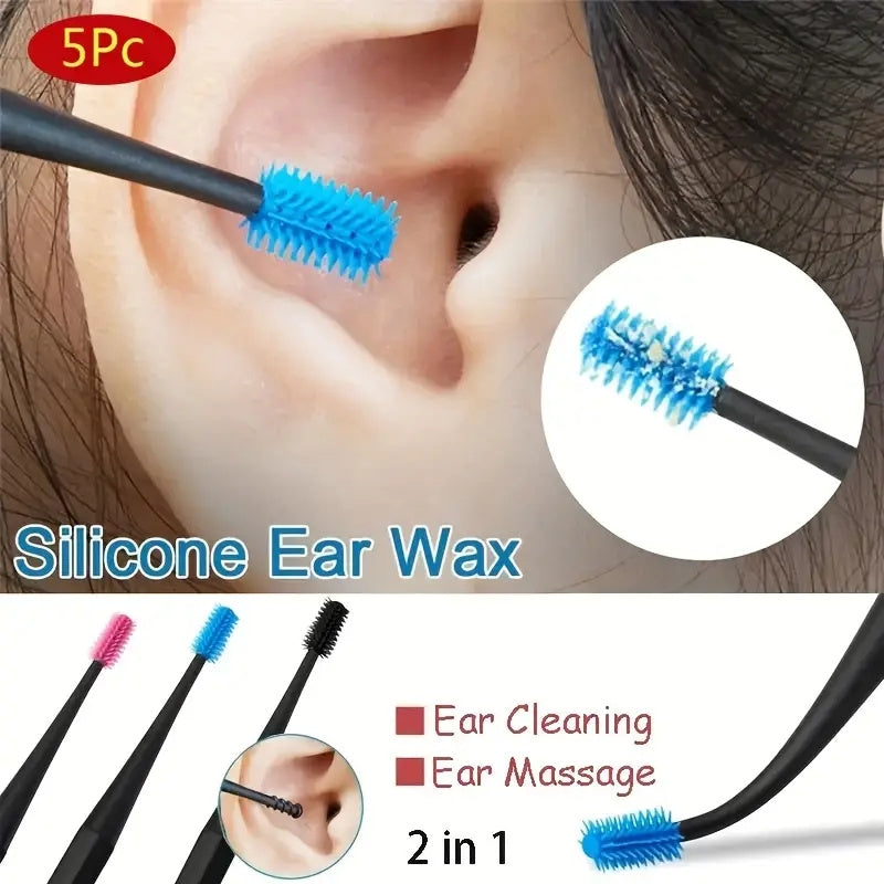 Silicone Double Head Earwax Remover Ear Pick Spoon Brush Cleaning Tool