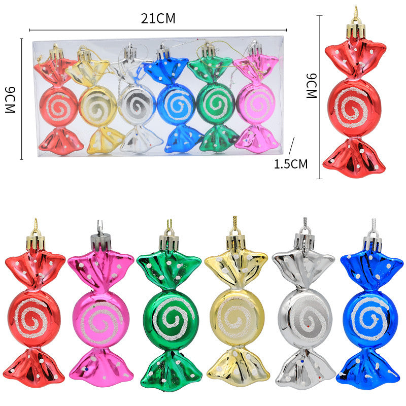 6pcs Electroplated Candy Christmas Decor Xmas Tree Hanging Pendant