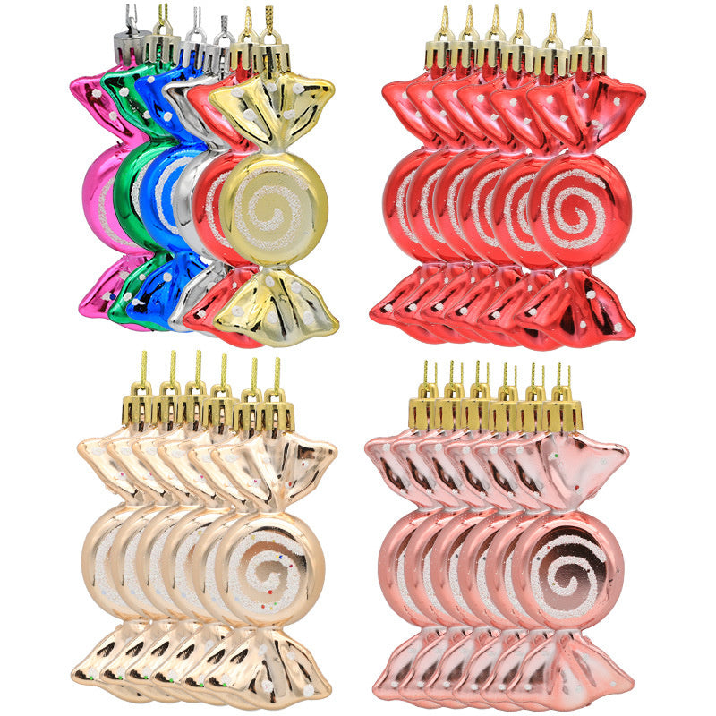 6pcs Electroplated Candy Christmas Decor Xmas Tree Hanging Pendant