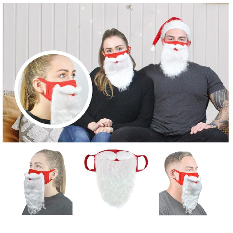 Face Mask Bearded Holiday Santa Costume for Adults 2Pcs