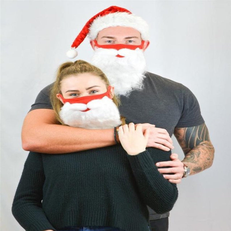 2Pcs Face Mask Bearded Holiday Santa Costume for Adults