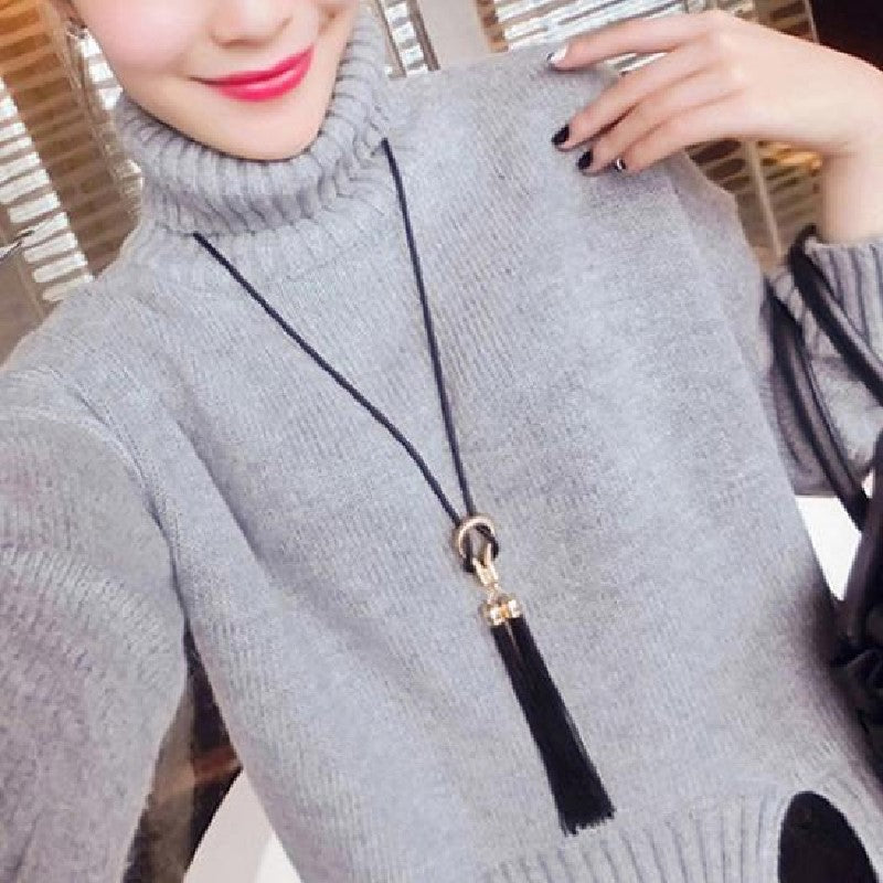 Women Fashion Tassel Pendant All Match Long Chain Sweater Necklace Jewelry Gift