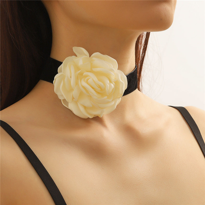 Romantic Big Rose Flower Choker Necklaces