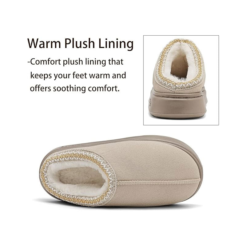 Fluffy Slippers Winter House Shoes Lined Short Ankle Boots Anti-Slip Indoor Bathroom Shoes