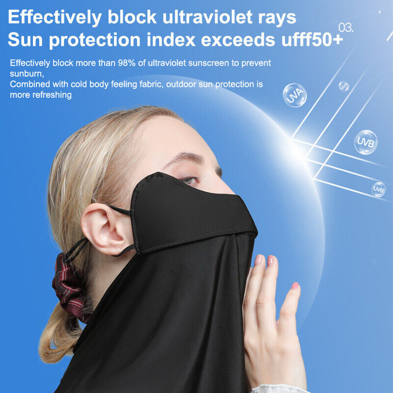 UPF 50+ Breathable Cooling Face Cover Sun UV Protection Earloop