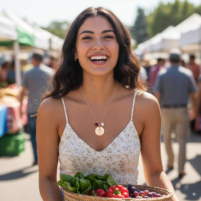 Birthstone Stone Birth Month Flower Necklace