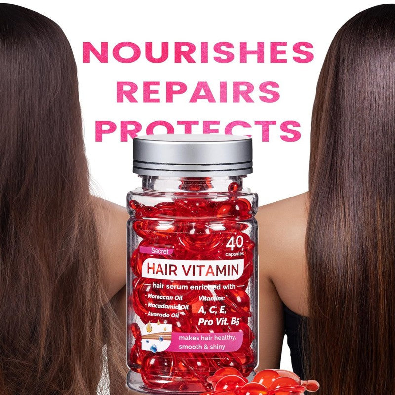 Hair Vitamin 40 Capsules Enriched with Moroccan Oil, Macadamia Oil, Vitamins A, C, E & Pro Vitamin B5