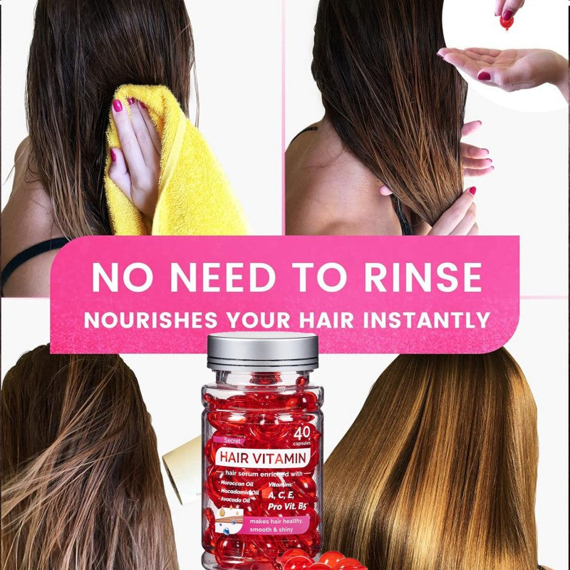 Hair Vitamin 40 Capsules Enriched with Moroccan Oil, Macadamia Oil, Vitamins A, C, E & Pro Vitamin B5