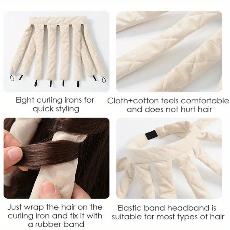 Soft Satin No Heat Heatless Hair Curler Curling Rod Headband with Adjustable Straps