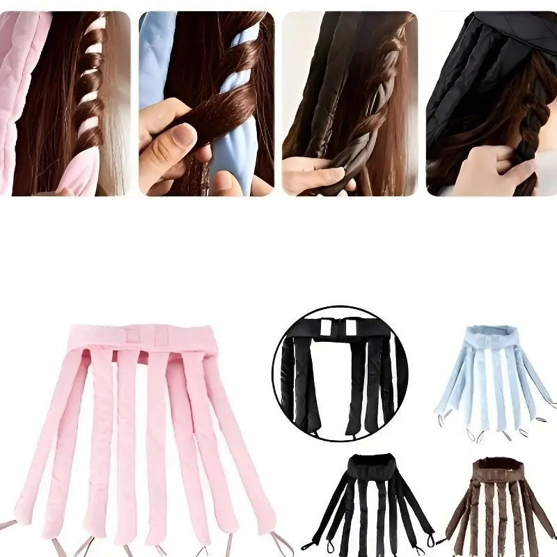 Soft Satin No Heat Heatless Hair Curler Curling Rod Headband with Adjustable Straps