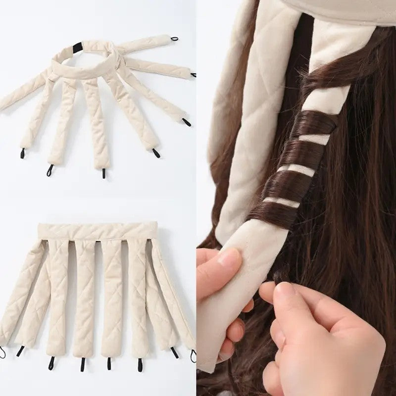 Soft Satin No Heat Heatless Hair Curler Curling Rod Headband with Adjustable Straps