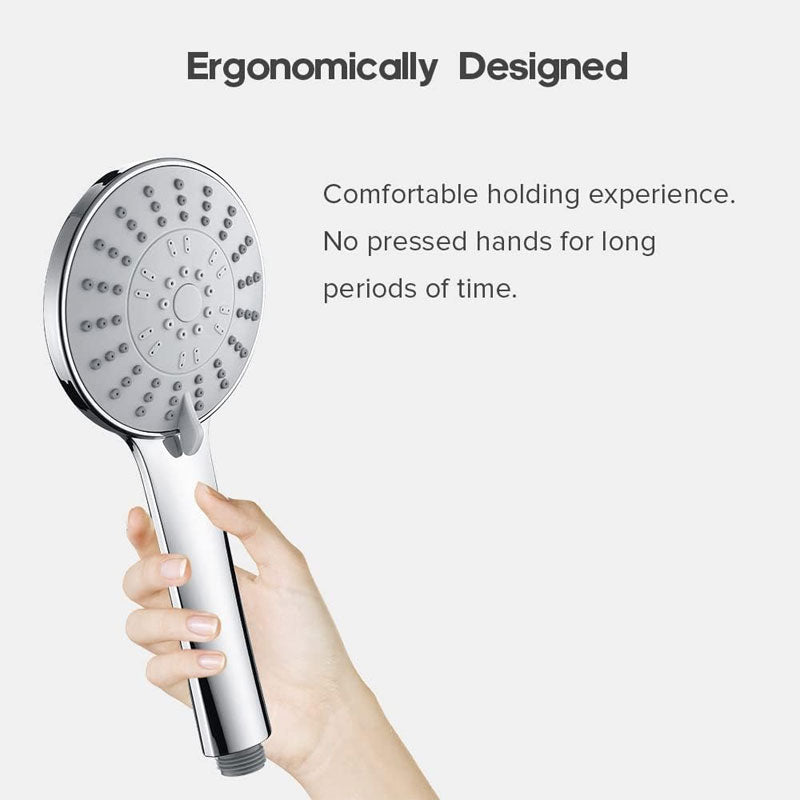 High Pressure Handheld Shower Head with 5 Spray Modes & Self-Clean Silicone Nozzles