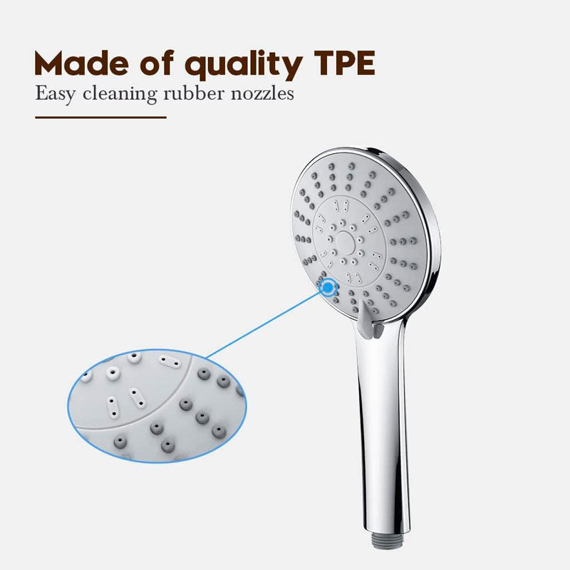 High Pressure Handheld Shower Head with 5 Spray Modes & Self-Clean Silicone Nozzles