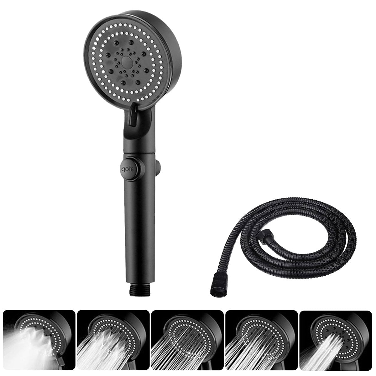 High Pressure Shower Head with 5 Spray Modes and ON/Off Switch