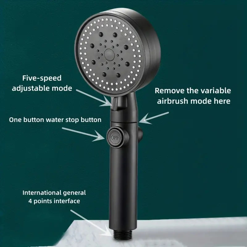 High Pressure 5 Spray Modes Shower Head with ON/Off Switch