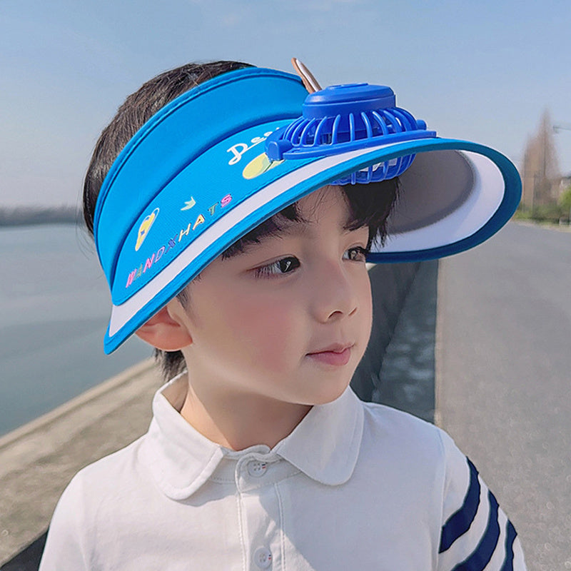 Children's Large Brim Sun Bonnet with Electric Fan