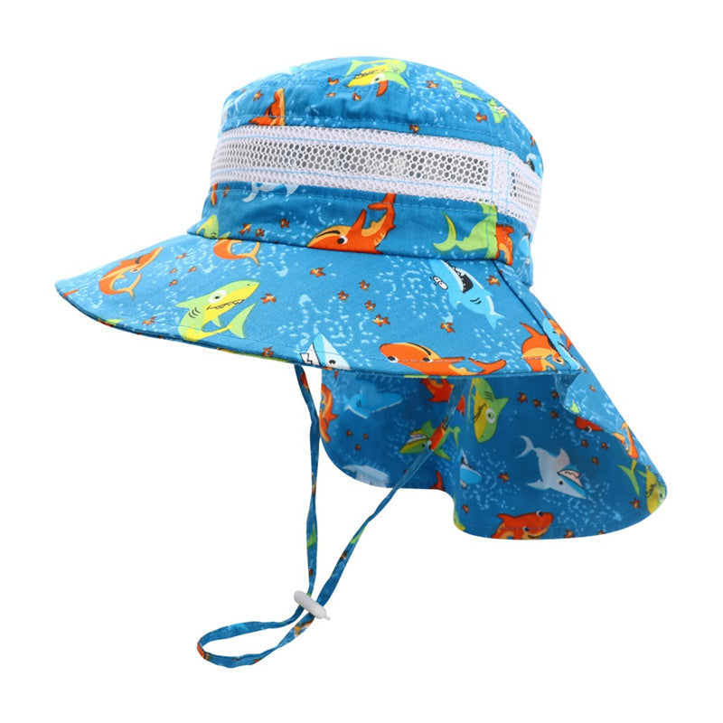 Kids Sun Protection Hat Adjustable Kids Hat Wide Brim Sun Hat with Chin Strap