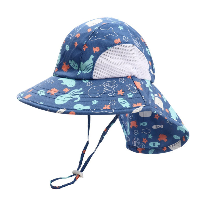 Kids Sun Protection Hat Adjustable Kids Hat Wide Brim Sun Hat with Chin Strap