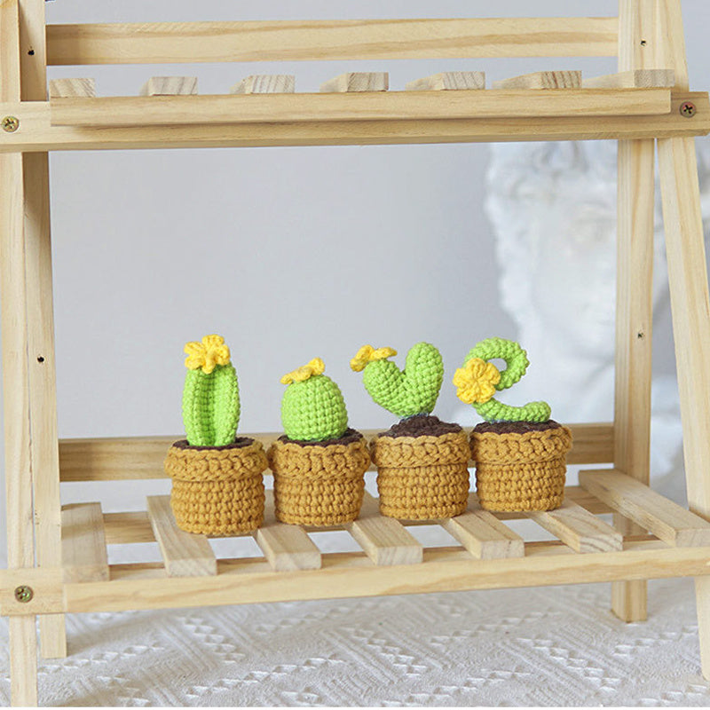 Love Flower Pots Cactus Plants Crochet DIY Knitting Kit