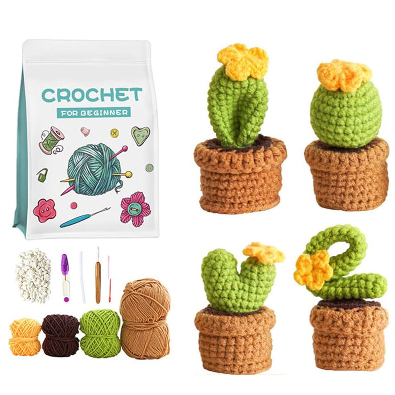 4PCs Hanging Potted Plants Crochet Kit