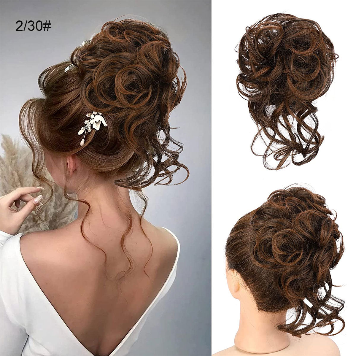 Messy Curly Chignon Hair Bun Ponytail Hair Extensions