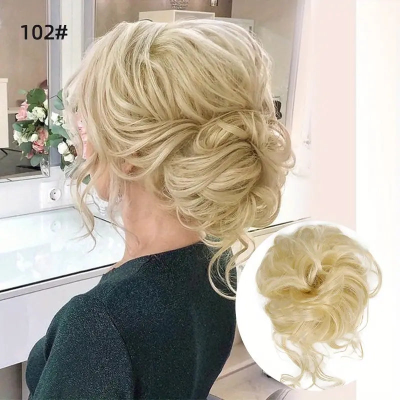 Messy Curly Chignon Hair Bun Ponytail Hair Extensions