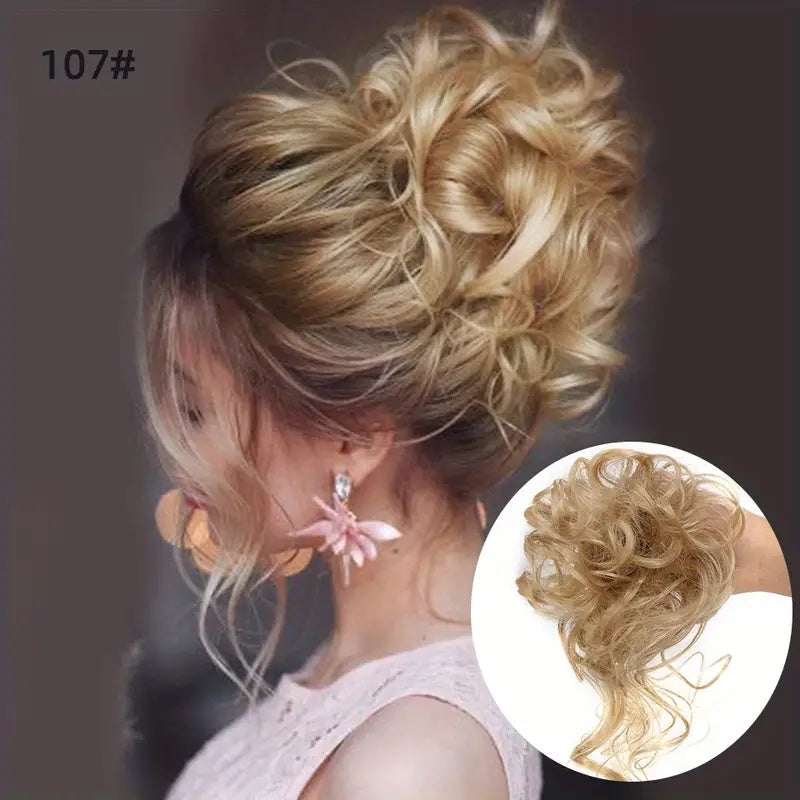 Messy Curly Chignon Hair Bun Ponytail Hair Extensions