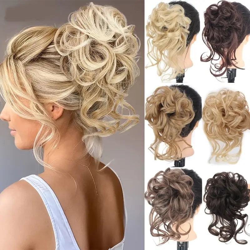 Messy Curly Chignon Hair Bun Ponytail Hair Extensions