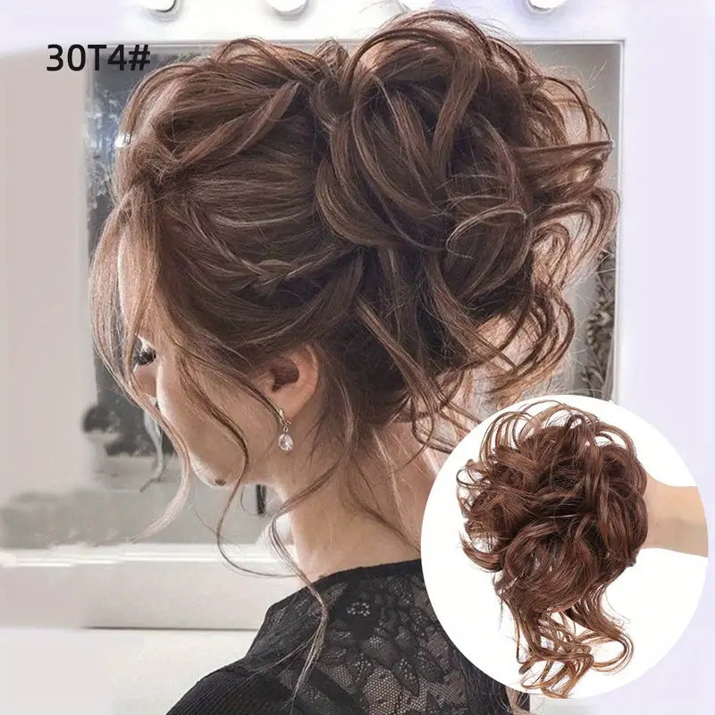 Messy Curly Chignon Hair Bun Ponytail Hair Extensions