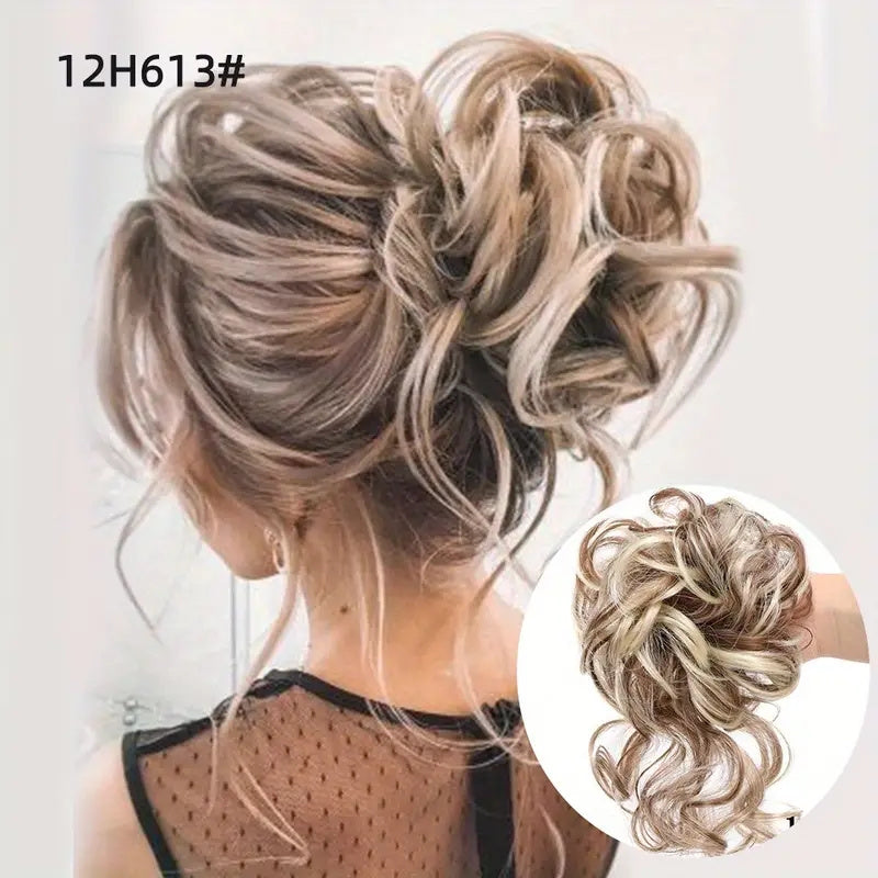 Messy Curly Chignon Hair Bun Ponytail Hair Extensions