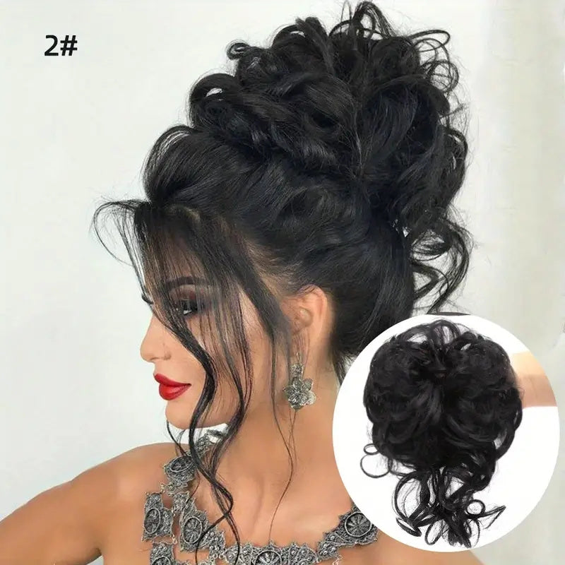 Messy Curly Chignon Hair Bun Ponytail Hair Extensions