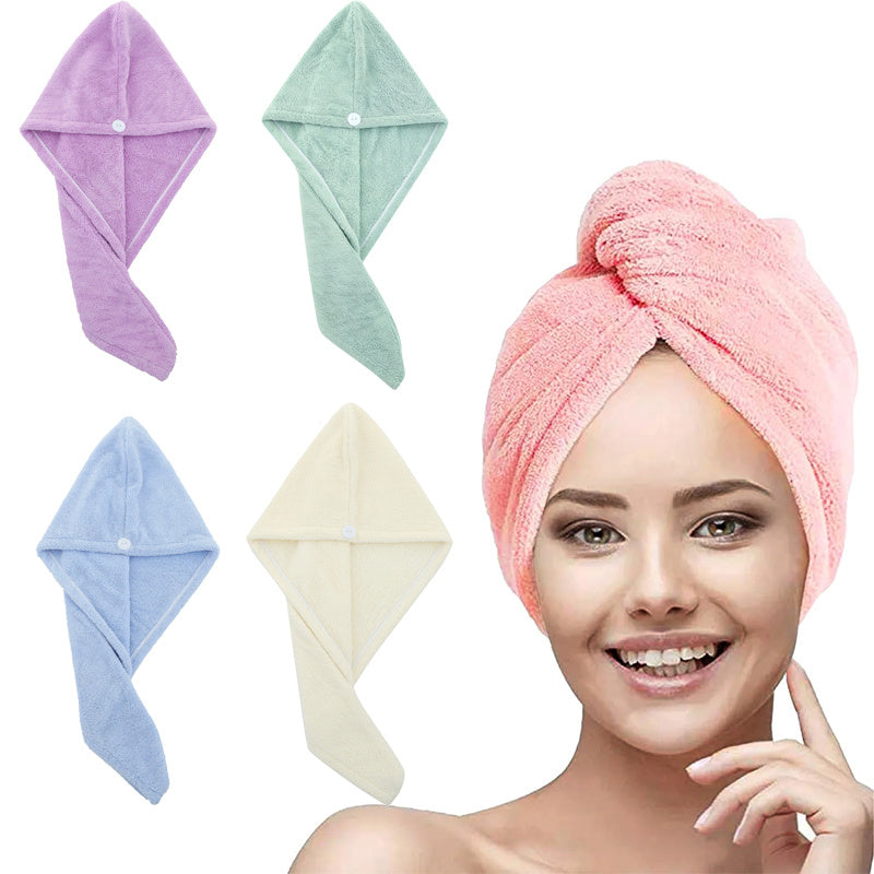 Microfiber Hair Towel Wrap Super Absorbent Twist Dry Hair Caps Bath Loop Fasten Salon Dry Hair Hat