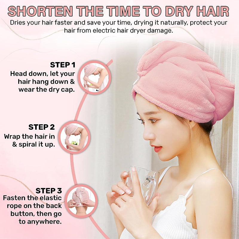 Microfiber Hair Towel Wrap Super Absorbent Twist Dry Hair Caps Bath Loop Fasten Salon Dry Hair Hat