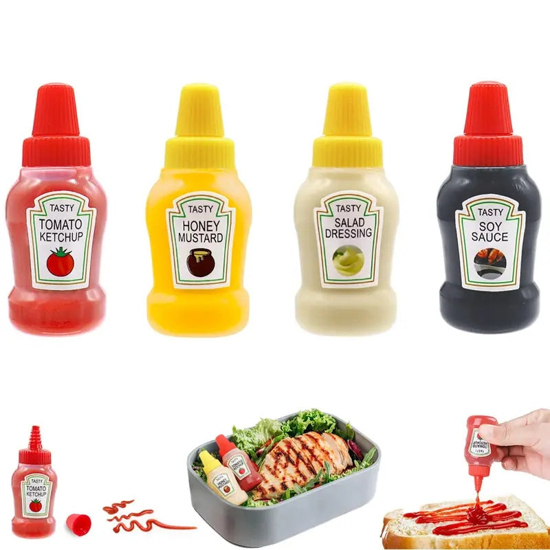 4pcs Mini 25ml Condiment Squeeze Containers Bottle