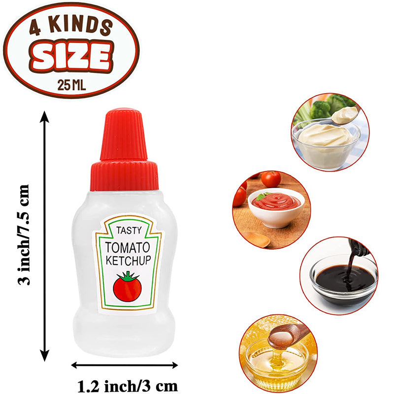 4pcs Mini 25ml Condiment Squeeze Containers Bottle