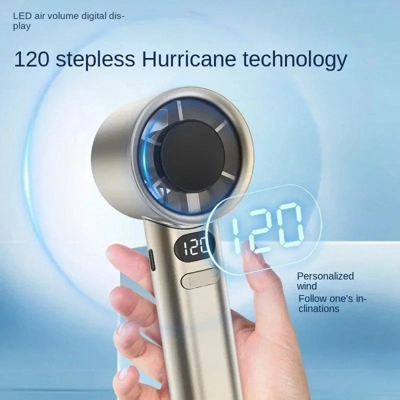 Portable Hand Fan , 120 Wind Speeds, Mini Bladeless Handheld Fan, USB Recharge