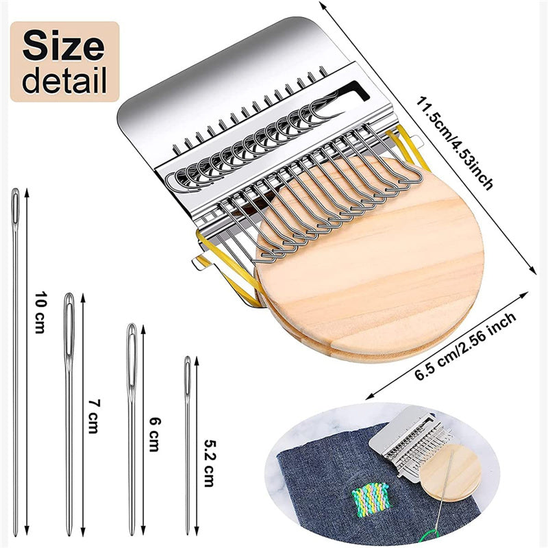 Mini DIY Darning Loom Speedweve Type Weave Tool Kit With 14 Hooks and 9 Needles