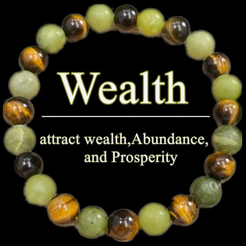 Money Crystal Bracelet Wealth Wealth Feng Shui Luck Natural Beaded Stretch Bracelets  ﻿