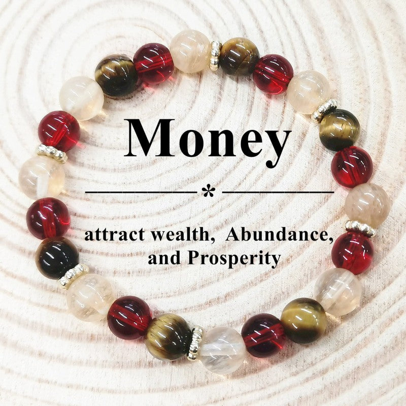 Money Crystal Bracelet Wealth Wealth Feng Shui Luck Natural Beaded Stretch Bracelets  ﻿