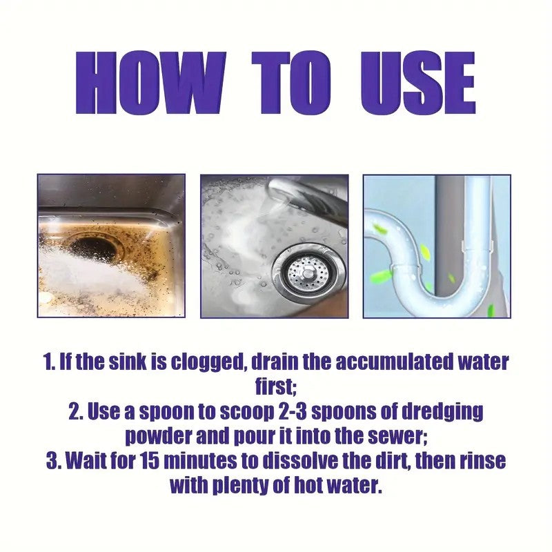 Multi-Purpose Kitchen Drain Unblocker Powder