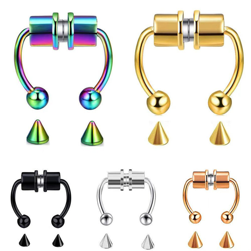 1Pc U Shaped Fake Piercing Nose Ring Alloy Nose Hoop Septum Rings