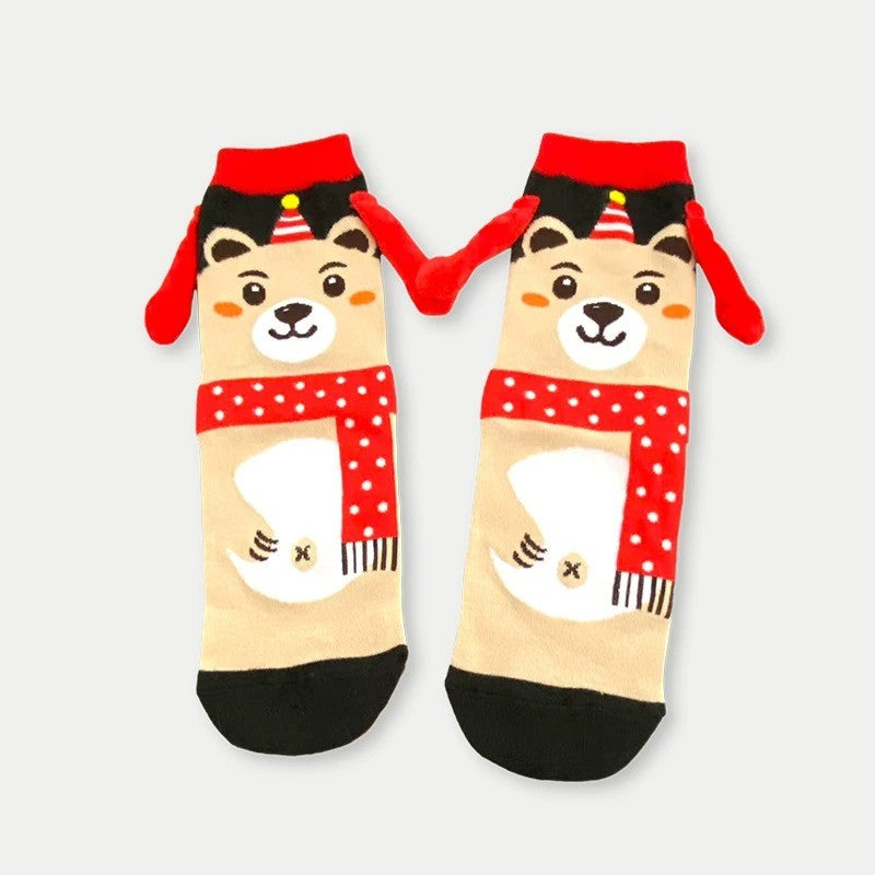 Magnetic Hand Holding Socks Novelty Funny Christmas Stocking Xmas Secret Santa Gag Gifts for Women Men