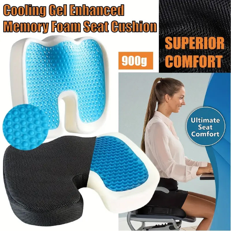 Orthopedic Cool Gel & Memory Foam Enhanced Seat Cushion